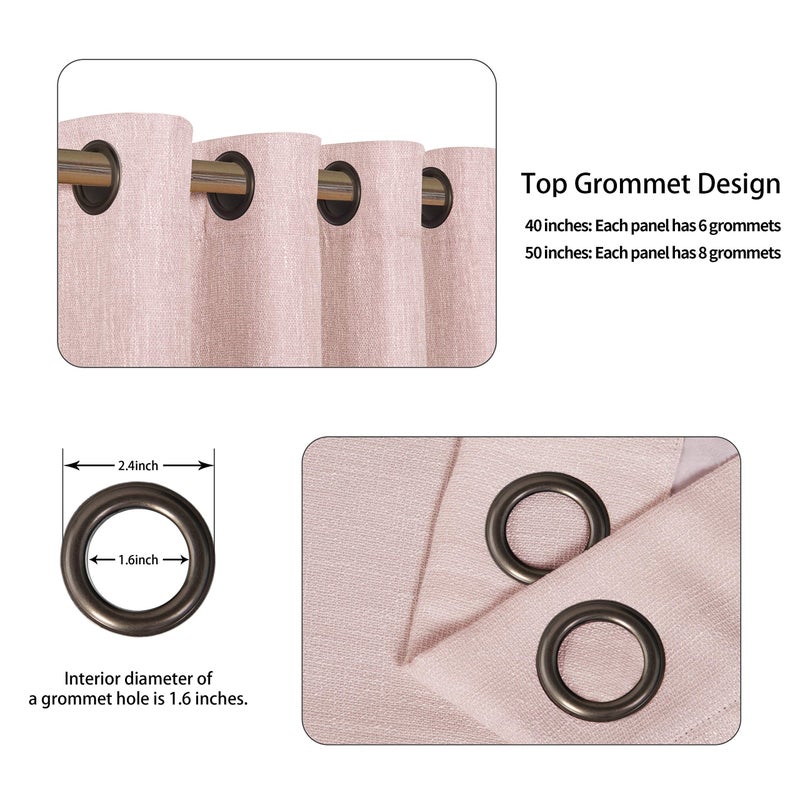 LORDTEX Linen Look Textured Blackout Curtains with Thermal Insulated Liner - Heavy Thick Grommet Window Drapes for Bedroom, 40 x 63 Inches, Blush, Set of 2 Panels - Image 4